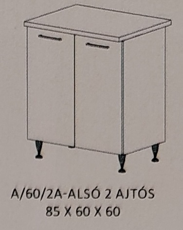 Flóra  konyha  alsó  2 ajtós  -  60 cm széles elem