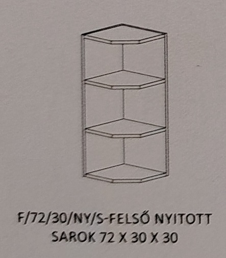 Helga   konyha  felső  72/30 cm végzáró nyitott elem