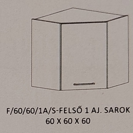 Helga   konyha  felső   - 60/60 cm 1 ajtós sarok elem