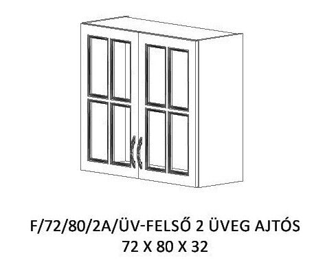 Helga  konyha  felső   - 72/80 cm 2 ajtós üveges  elem