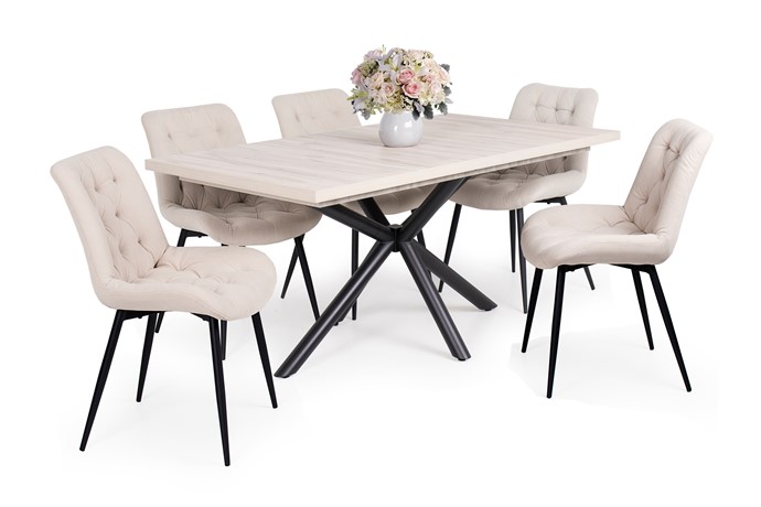 Suzy asztal Korina székkel - 5 személyes étkezőgarnitúra