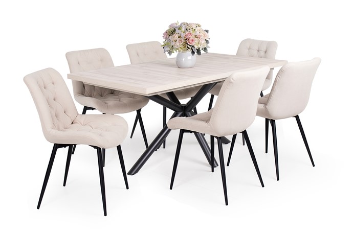 Suzy asztal Korina székkel - 6 személyes étkezőgarnitúra