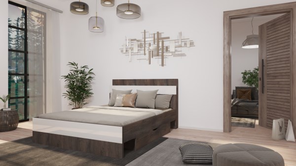 Wilson WA9  ágykeret 160 cm x 200 cm - iszap tölgy - magasfényű fehér