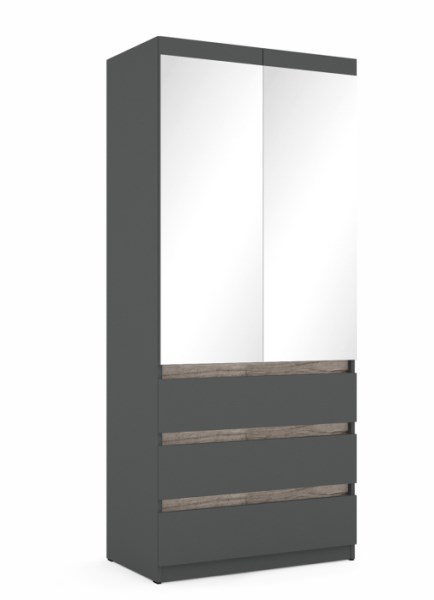 Boss gardróbszekrény  10-es  - 90 cm fiókos  ruhás elem  felül 2 tükörrel