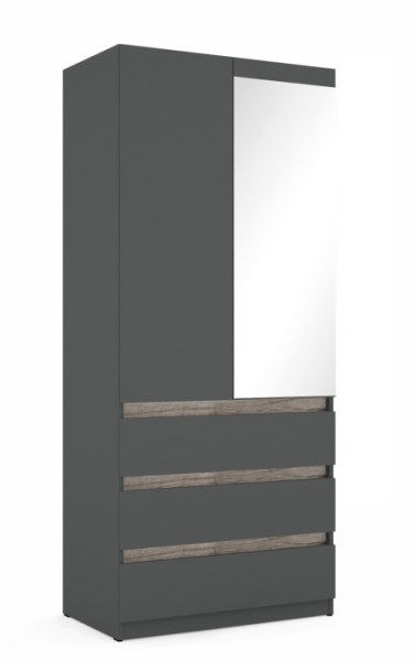 Boss gardróbszekrény  13-as  - 90 cm  fiókos  ruhás elem felül 1 tükörrel