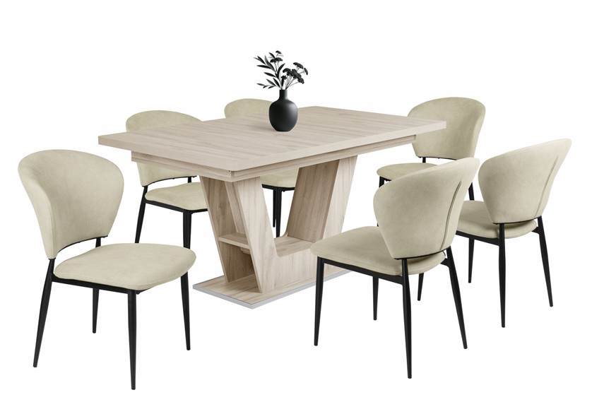 Prága asztal Anett székkel - 6 személyes étkezőgarnitúra 