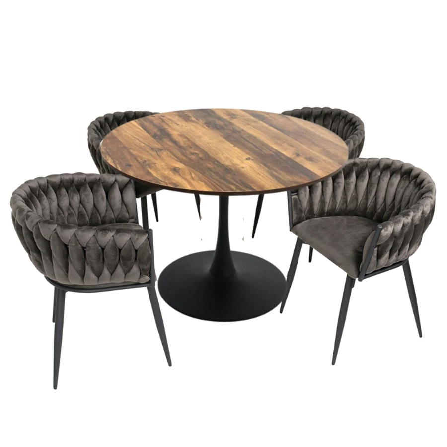 Divián kör asztal 110 cm Deluxe székkel - 4 személyes étkezőgarnitúra
