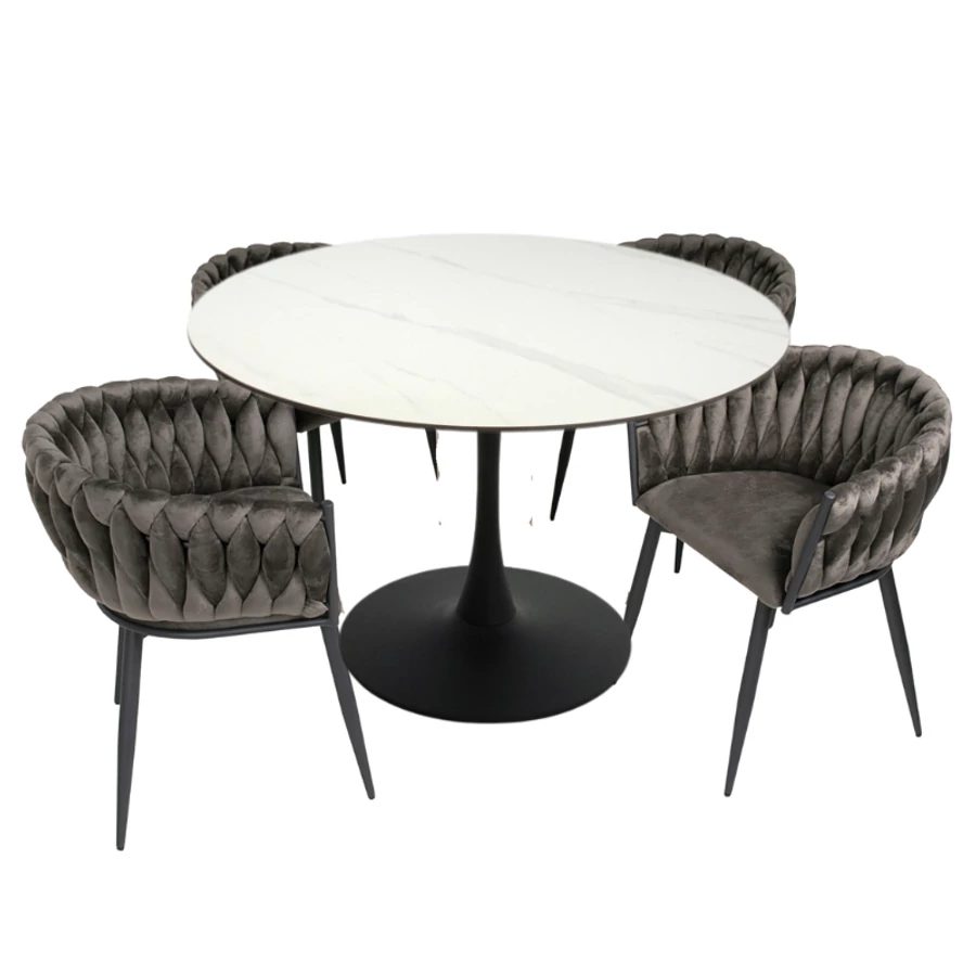 Divián kör asztal 110 cm Deluxe székkel - 4 személyes étkezőgarnitúra