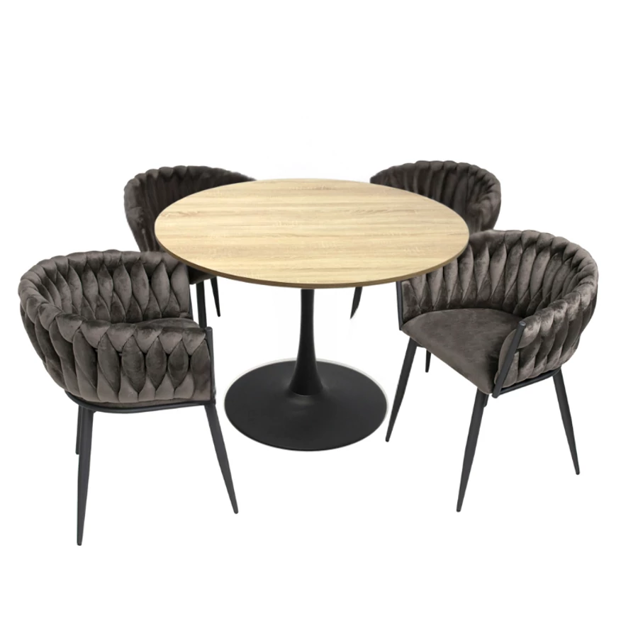 Divián kör asztal 110 cm Deluxe székkel - 4 személyes étkezőgarnitúra
