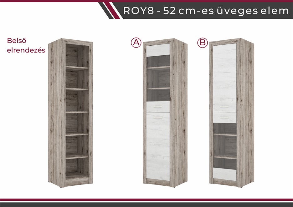 Royal nappali bútorcsalád 8 -as 52 cm üveges elem