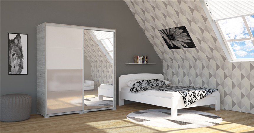 Bond Magasfényű tolóajtós gardróbszekrény 180cm 1 db tükörrel