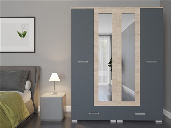 Köln gardróbszekrény fehér sonoma-antracit 160 cm 