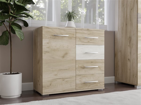 Budapest komód szürke kraft - fehér kraft 90 cm