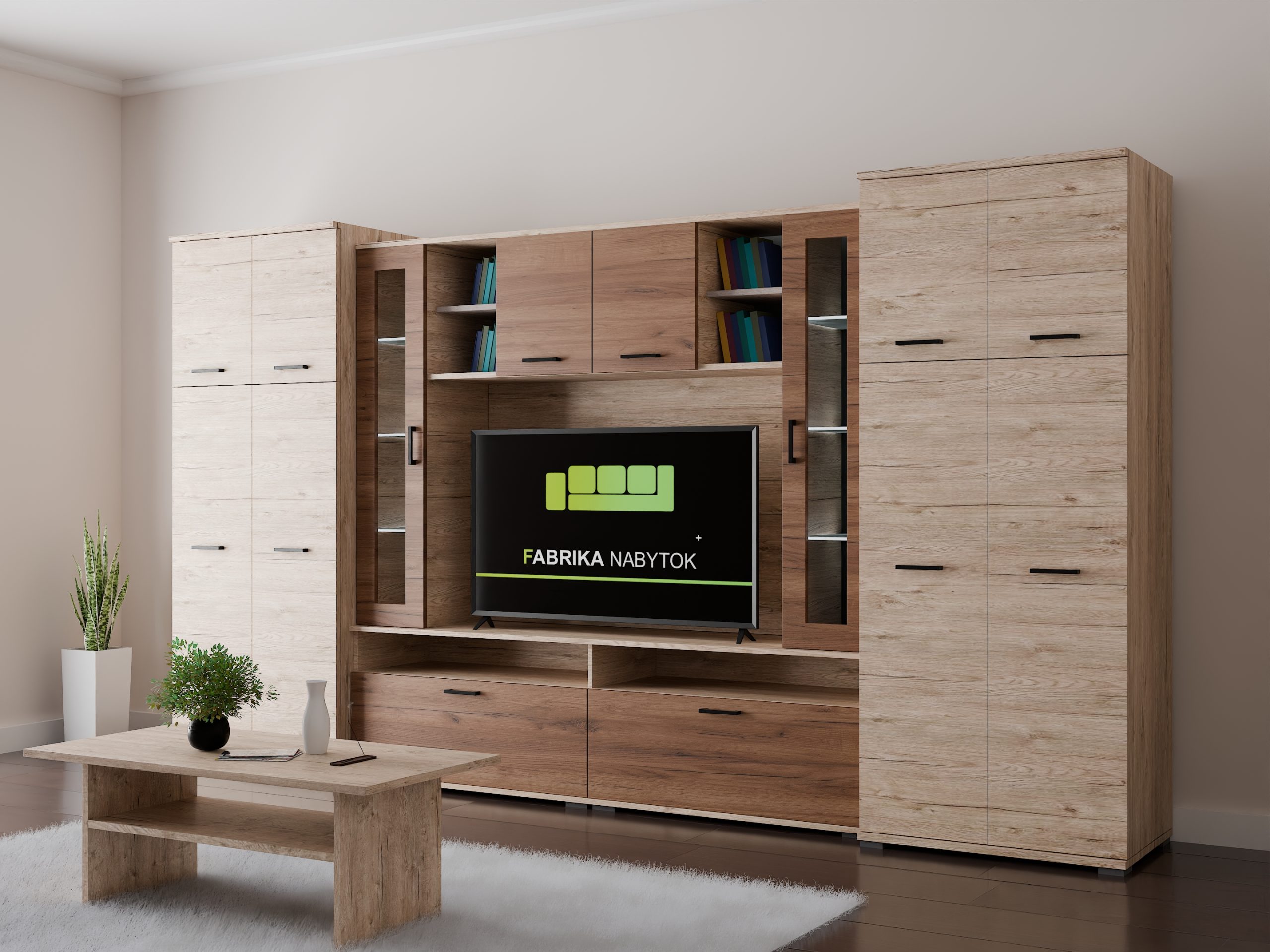 Budapest nappali szekrénysor fehér sherwood-dohány 360 cm 