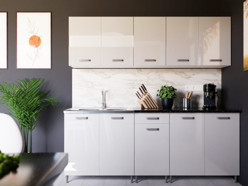 Akciós fehér magasfényű konyhabútor 200/60 cm 