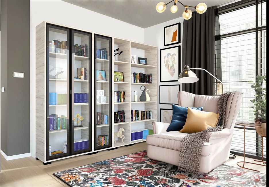 Polly vitrines könyvespolc  összeállítás 244 cm