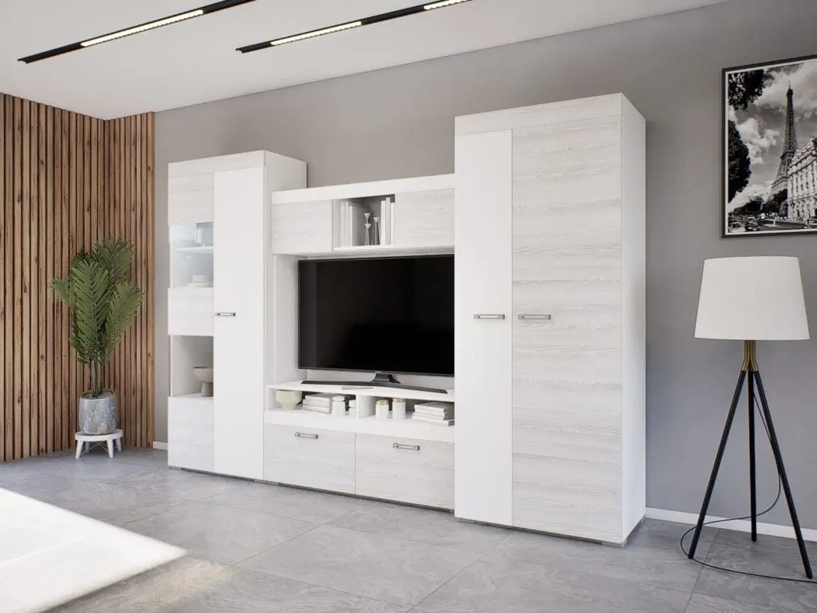 Matheus nappali szekrénysor fehér-hófehér kőris 290 cm
