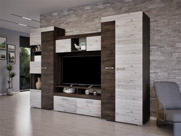 Matheus nappali szekrénysor concordia tölgy-hófehér kőris 290 cm