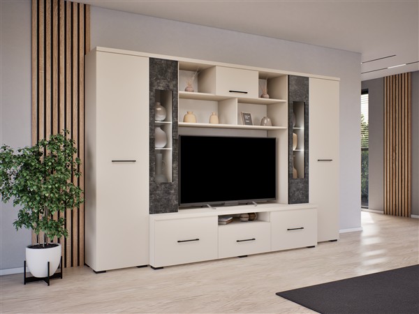 Bogi nappali szekrénysor kasmír-beton 300 cm