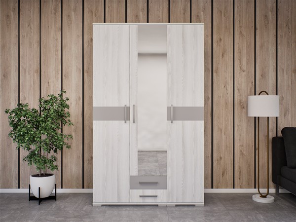 Viktória gardróbszekrény hófehér kőris-láva szürke 120 cm