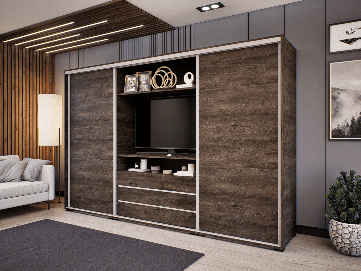 NT Tv-s tolóajtós gardróbszekrény concordia tölgy  300 cm