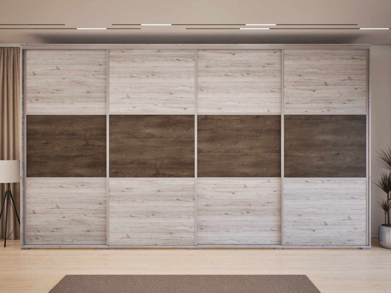 NT44 tolóajtós gardróbszekrény cortona tölgy-bolzano 400 cm