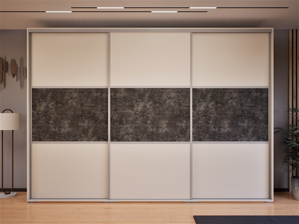 NT33 tolóajtós gardróbszekrény kasmír-beton 330 cm