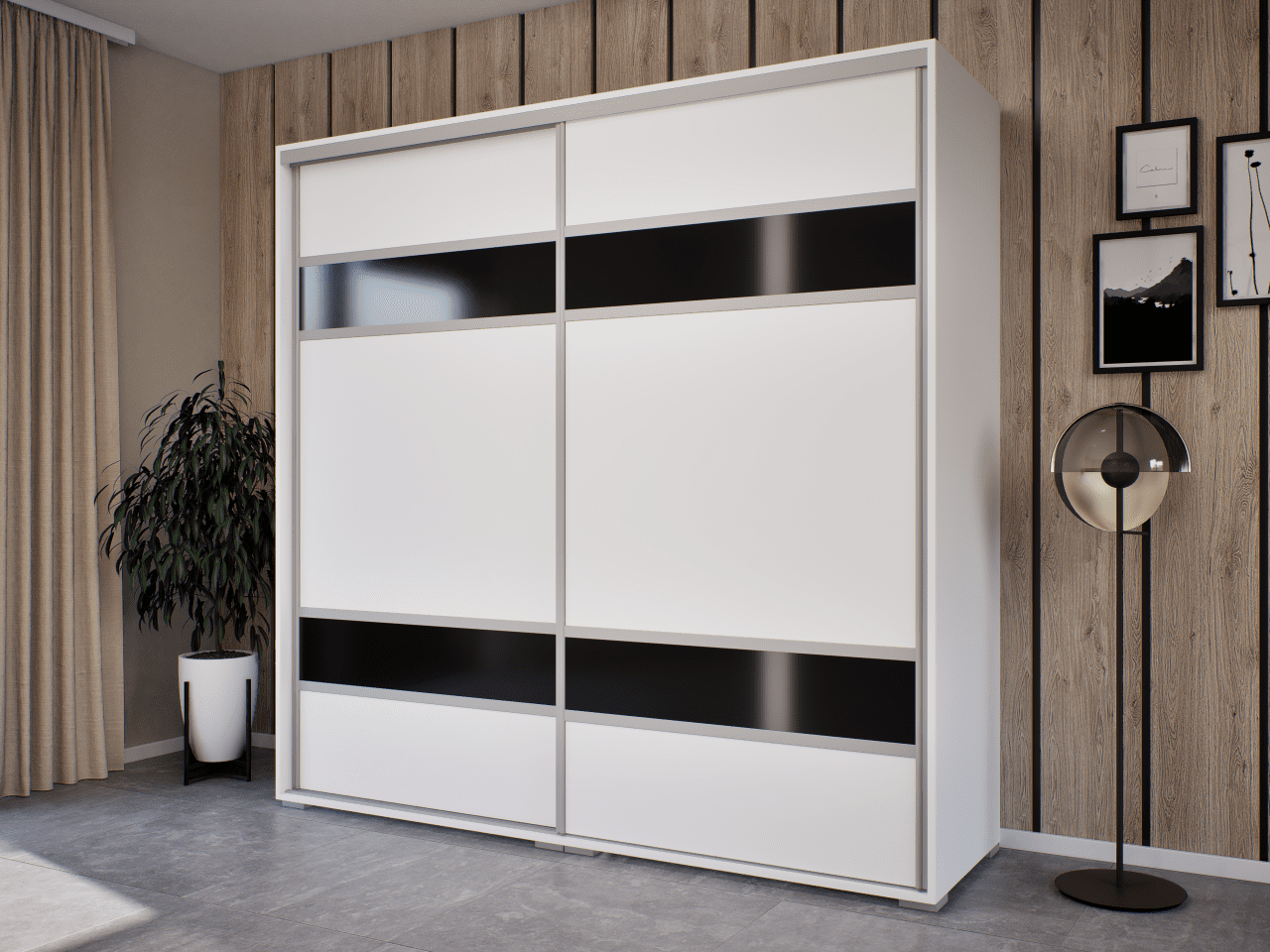 NT11 tolóajtós gardróbszekrény Fehér 200 cm