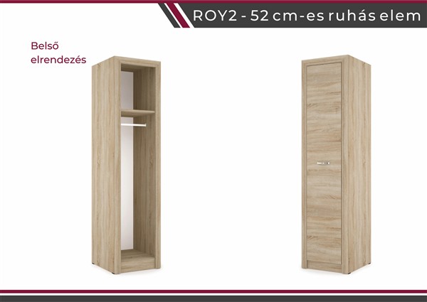 Royal nappali bútorcsalád sonoma 2 -es 52 cm ruhás elem