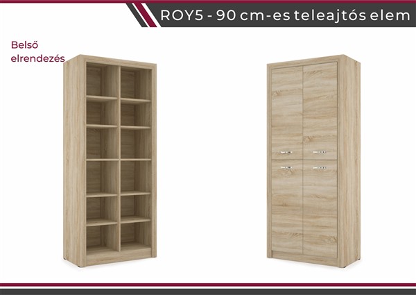 Royal nappali bútorcsalád sonoma 5 -ös 90 cm teleajtós elem