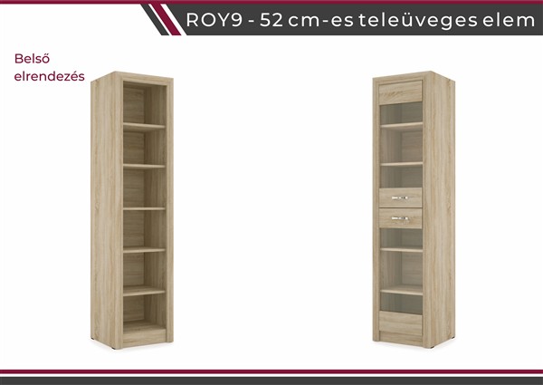 Royal nappali bútorcsalád sonoma 9 -es 52 cm teleüveges elem