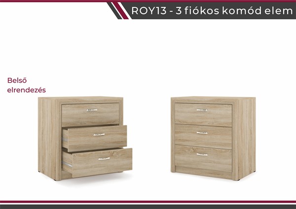 Royal nappali bútorcsalád sonoma 13 -as 3 fiókos komód elem