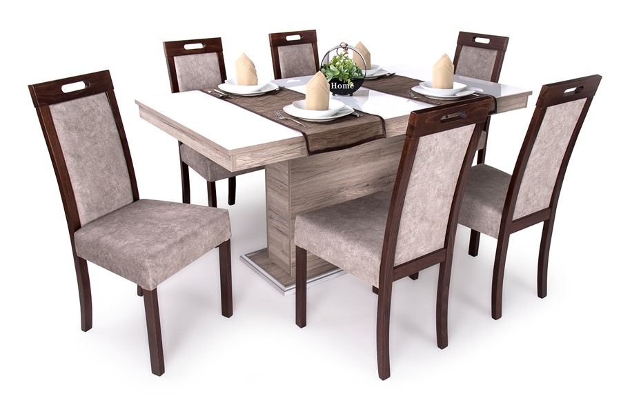 Jázmin szék Flóra plusz asztallal - 6 személyes étkezőgarnitúra