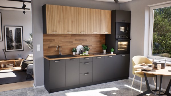 Anna konyhabútor SZD  262/72 cm   csíkos tölgy - antracit