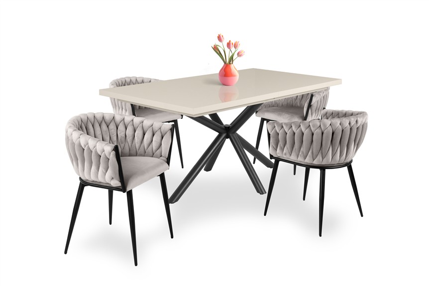 Magasfényű Suzy asztal Deluxe székkel - 4 személyes étkezőgarnitúra