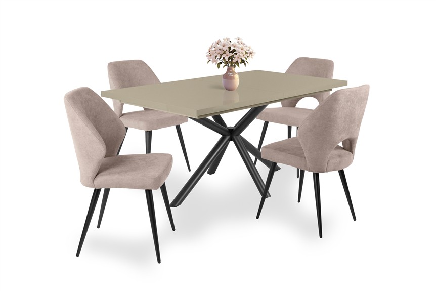 Magasfényű Suzy asztal Aspen székkel - 4 személyes étkezőgarnitúra