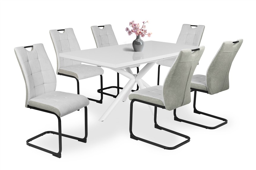 Magasfényű Suzy asztal Bruno székkel - 6 személyes étkezőgarnitúra