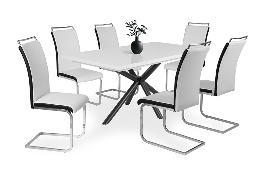 Magasfényű Suzy asztal Száva székkel - 6 személyes étkezőgarnitúra