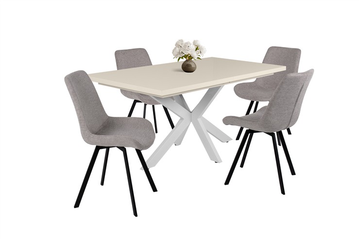 Magasfényű Dorothy asztal Millaforgó székkel - 4 személyes étkezőgarnitúra