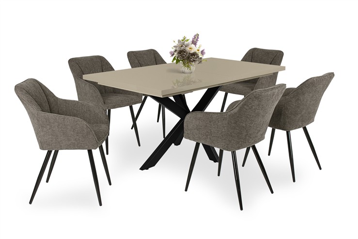 Magasfényű Dorothy asztal Fiesta székkel - 6 személyes étkezőgarnitúra