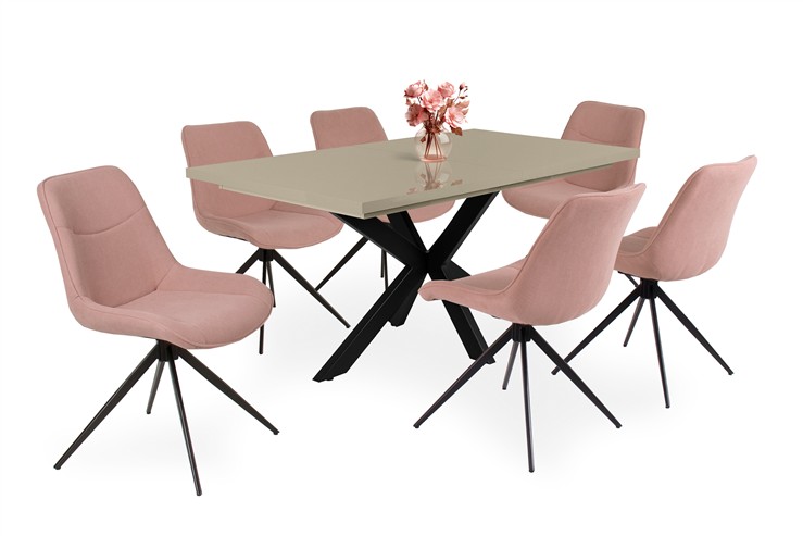 Magasfényű Dorothy asztal Fox székkel - 6 személyes étkezőgarnitúra