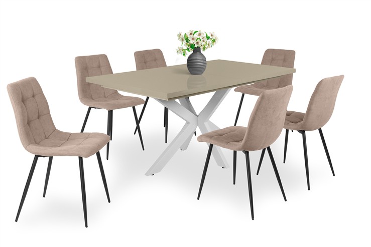 Magasfényű Dorothy asztal Kamil székkel - 6 személyes étkezőgarnitúra