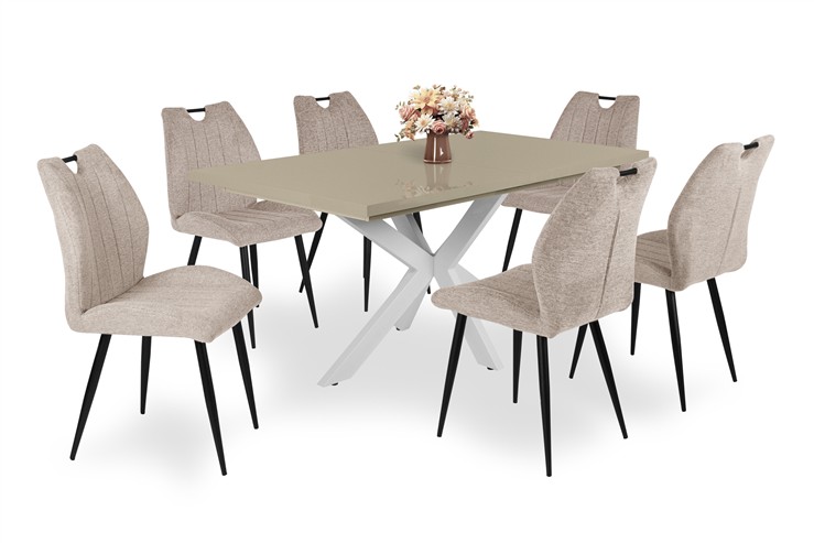 Magasfényű Dorothy asztal Nelly székkel - 6 személyes étkezőgarnitúra