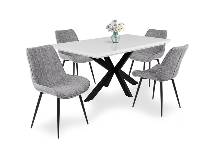 Magasfényű Dorothy asztal Dexter székkel - 4 személyes étkezőgarnitúra