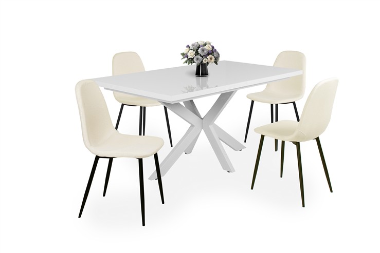 Magasfényű Dorothy asztal Ted székkel - 4 személyes étkezőgarnitúra