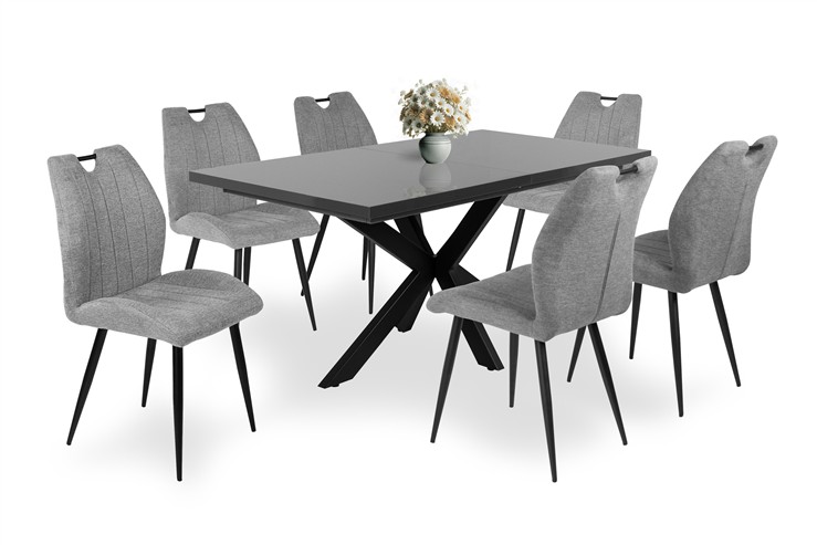 Magasfényű Dorothy asztal Nelly székkel - 6 személyes étkezőgarnitúra