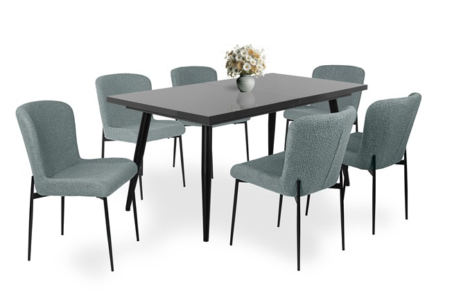 Magasfényű Alaska asztal Blanka székkel - 6 személyes étkezőgarnitúra