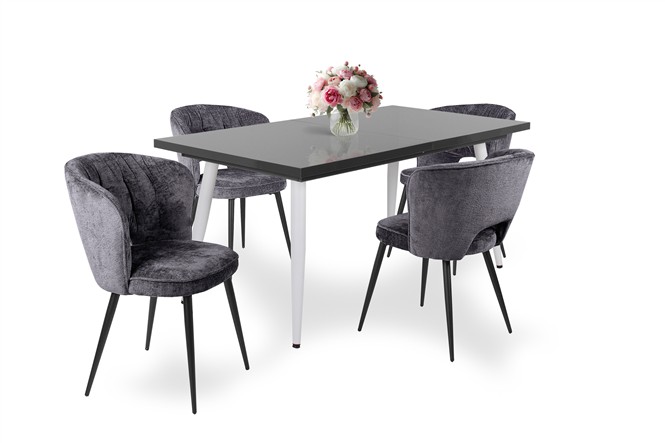 Magasfényű Alaska asztal Serena székkel - 4 személyes étkezőgarnitúra