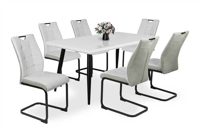 Magasfényű Alaska asztal Bruno székkel - 6 személyes étkezőgarnitúra