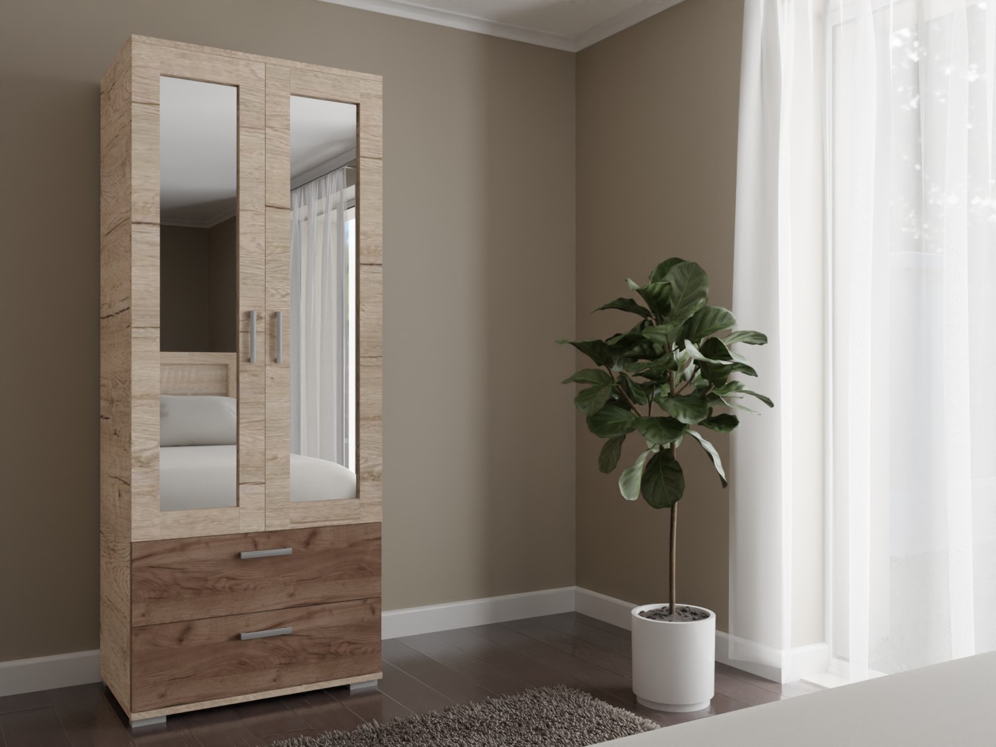 Csenge gardróbszekrény 80 cm tükrös elem